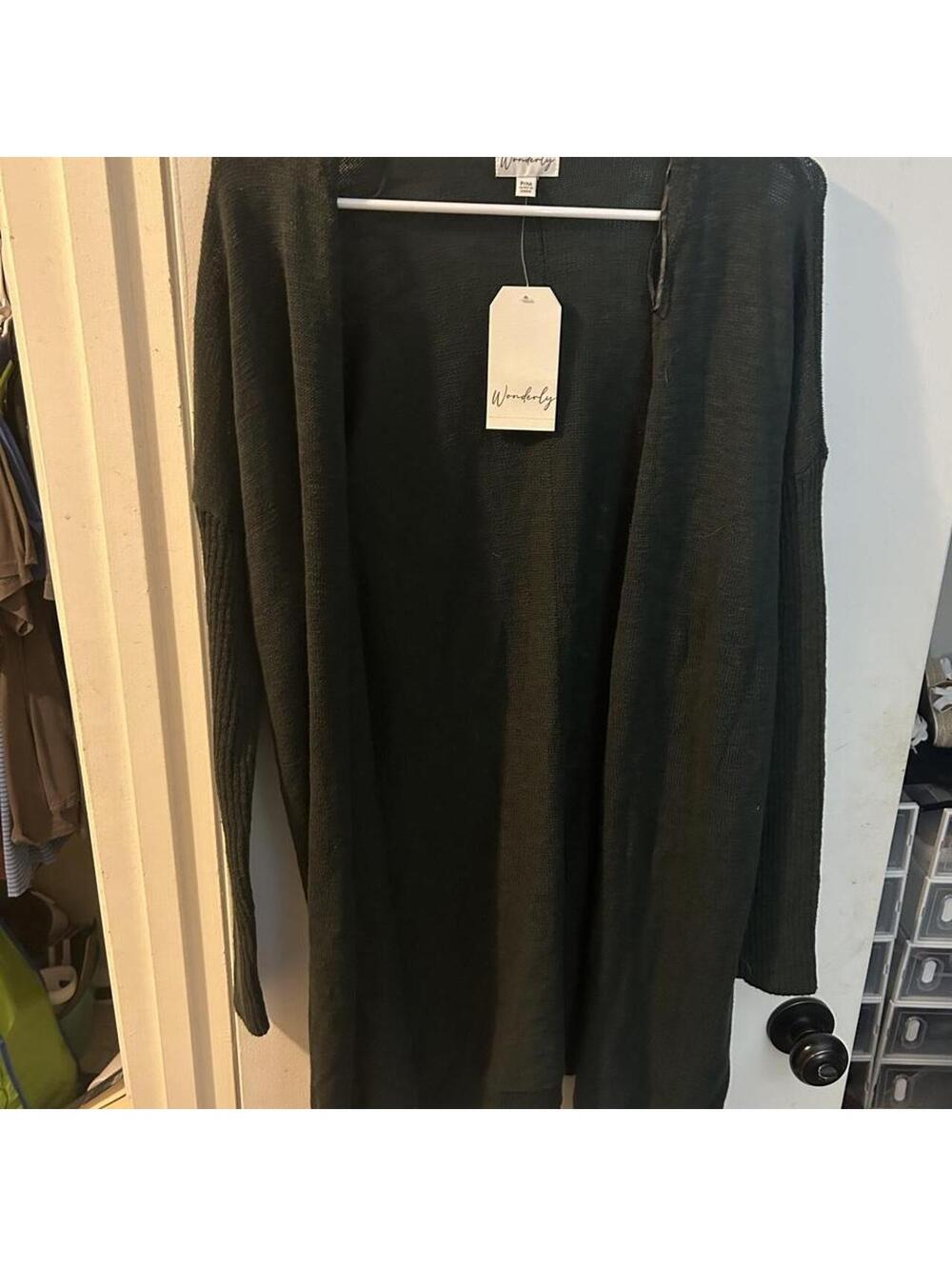 New with tags Wonderly black knit open front cardigan in size PM